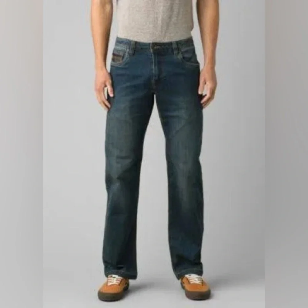 PrAna | Men's Medium Blue Denim Axiom Straight Leg Zip Fly Jeans Size 38W X 30L